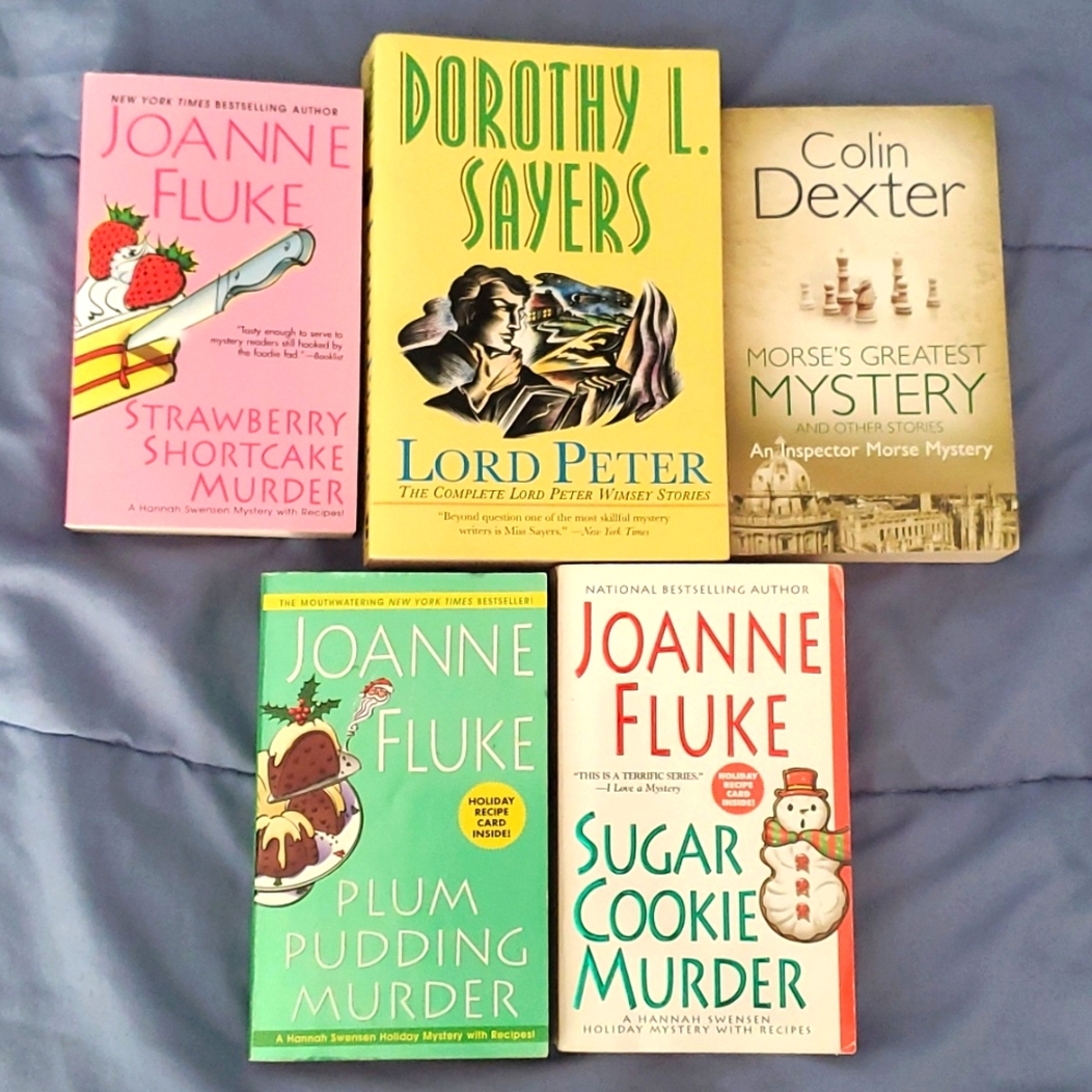 : 5 cozy mystery books lord Peter wimsey complete series hannah Swenson  morse